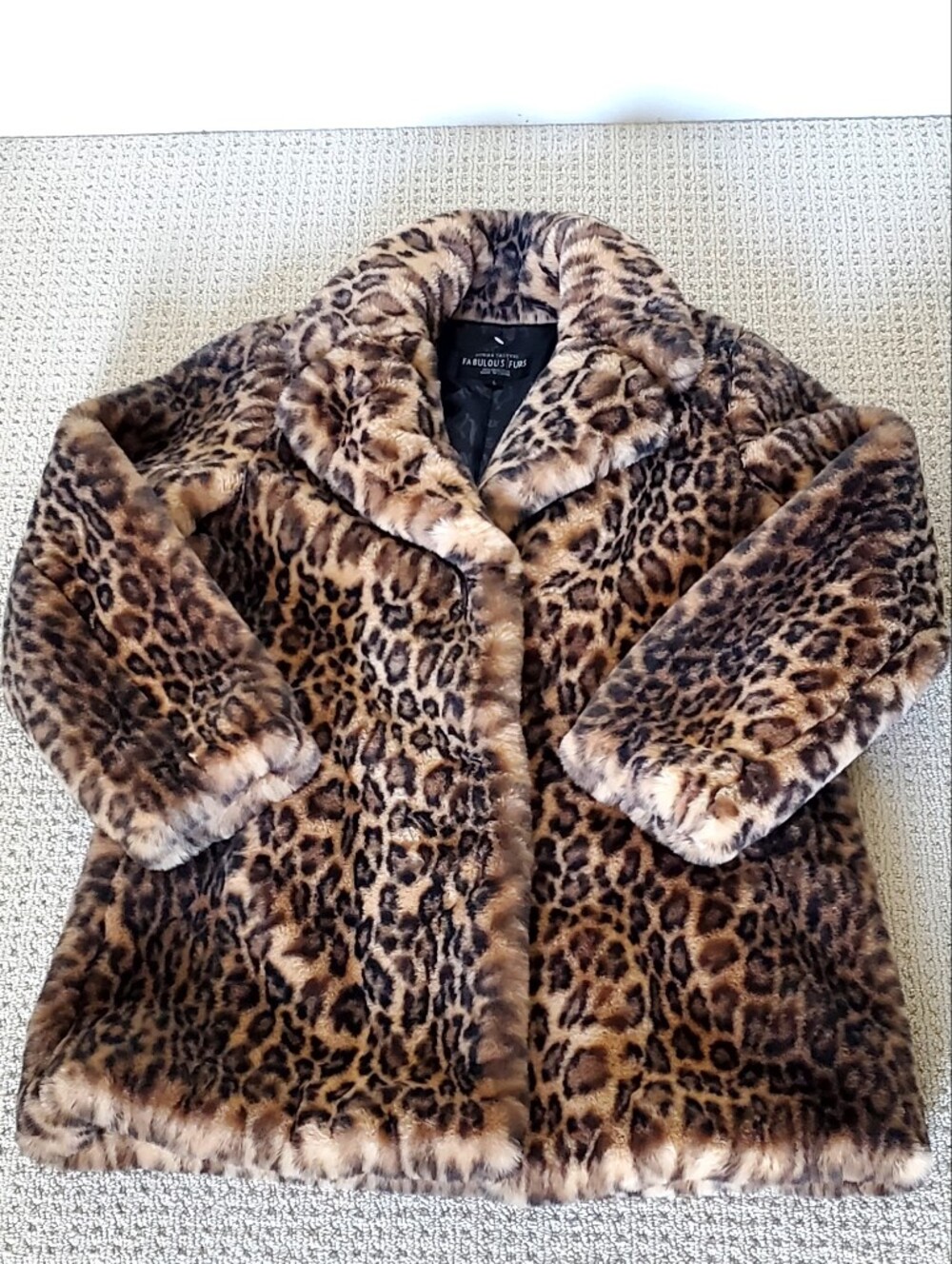 Donna Salyers Fabulous Furs, Leopard Faux Fur Le Mink Jacket Coat Large LIKE NEW - Picture 4 of 14